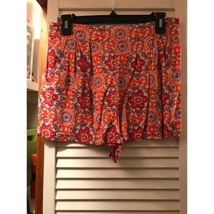 orange flowery shorts